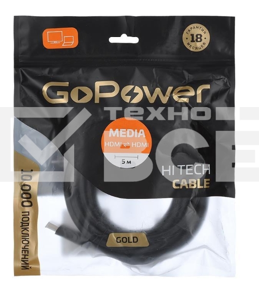 Кабель GOPOWER HDMI (M)-HDMI (M) 5.0M 00-00027310 BLACK