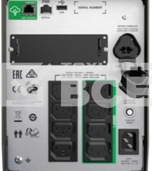 Источник бесперебойного питания APC Smart-UPS 1000VA/700W, Line-Interactive, LCD, Out: 220-240V 8xC13 (4-Switched), SmartSlot, USB, SmartConnect, Black, 1 year warranty (REP: SMT1000I)