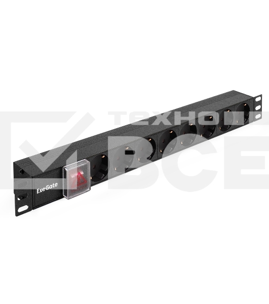 Блок розеток горизонтальный ExeGate ServerPro PDU-19H801 Al-8S-C14-SW, 19