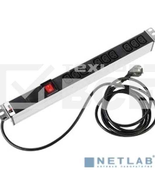 Аксессуар ЦМО Блок розеток Rem-16 с выкл., 9 IEC 60320 C13, 16A, алюм., 19