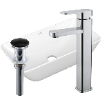Раковина накладная со смесителем и выпуском (прямоугольная BAU mini 47х24, белая + смеситель Hotel Still, нер. сталь, выпуск клик-клак черный), фото5