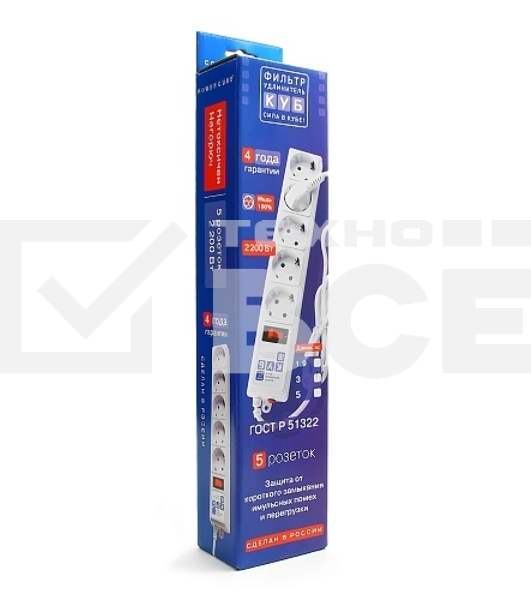Сетевой фильтр Powercube SPG-B-6-WHITE 1.9м (5 розеток) белый (коробка)