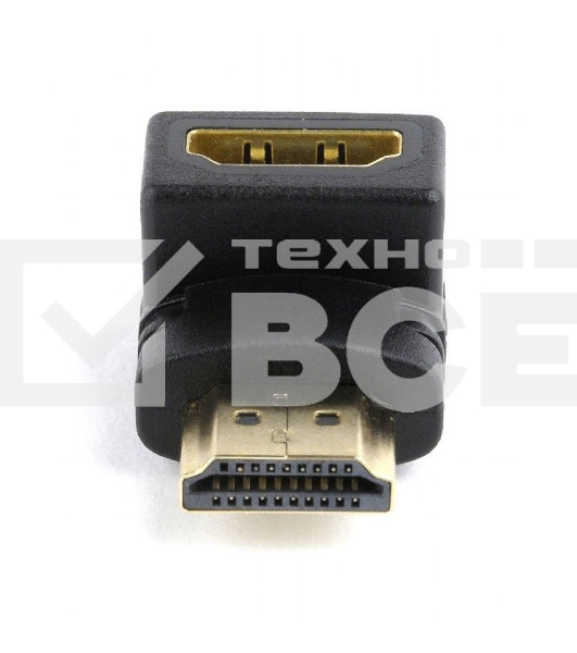Переходник Cablexpert HDMI-HDMI 19F/19M, угловойсоединитель 90 градусов, золотые разъемы (A-HDMI90-FML)