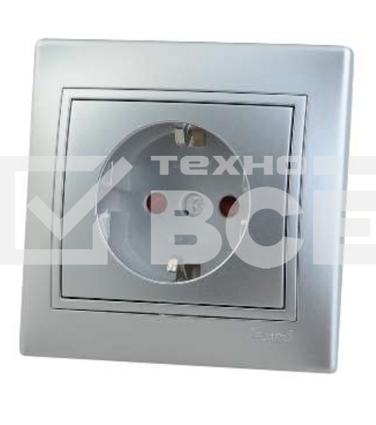 Розетка 1-м СП Мира защ. шторки с заземл. метал. сер. Lezard 701-1010-124