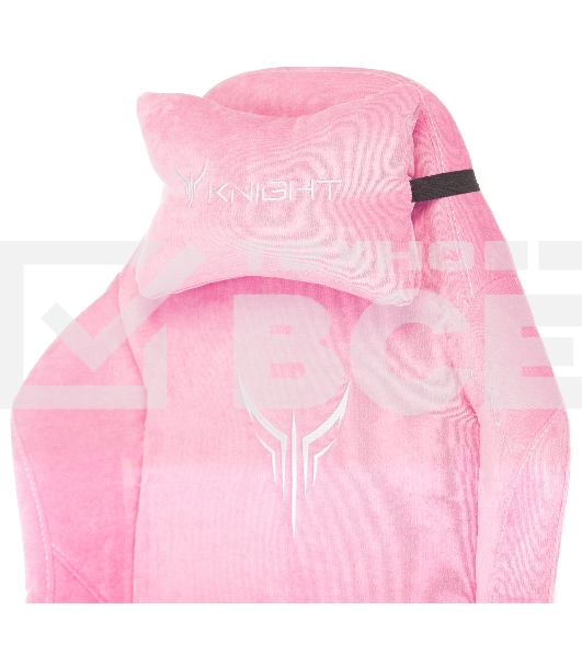Кресло игровое Knight N1 Fabric розовый Velvet 36 с подголов. крестовина металл