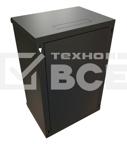 Шкаф коммутационный WRline (WR-TW-1845-SR-RAL9004) настенный 18U 600x450мм пер.дв.металл 2 бок.пан. 60кг черный 370мм 908мм IP20 сталь