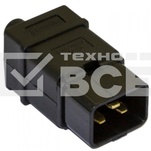 Разъемы для силового кабеля Hyperline CON-IEC320C20 Разъем IEC 60320 C20 220В 16A на кабель, контакты на винтах (плоские выступающие штыревые контакты в пластиковом обрамлении), прямой