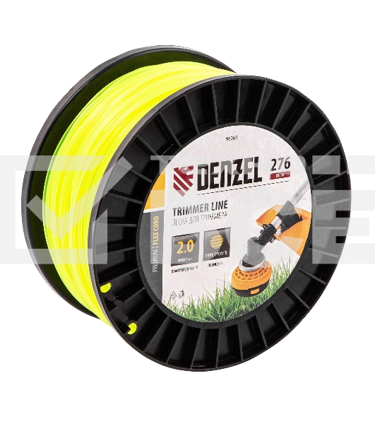 Леска для триммера круглая, 2,0мм х 276м, на DIN катушке FLEX CORD Denzel
