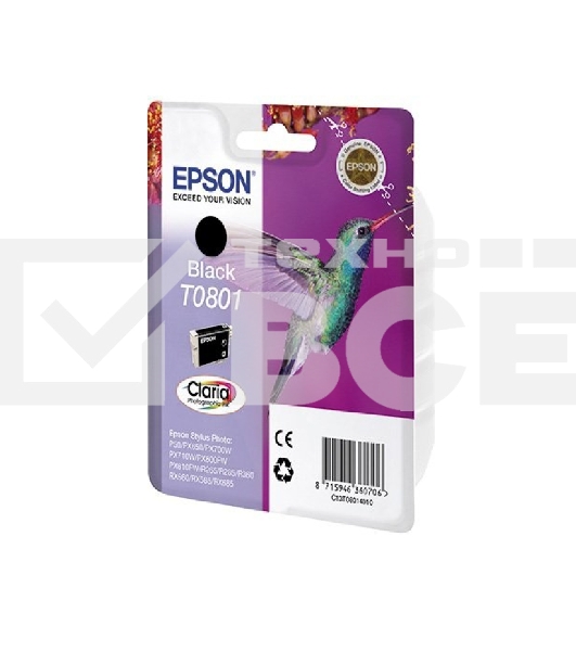 Картридж струйный Epson C13T08014011 черный для Epson St Ph P50/PX660/PX720WD (330стр.)