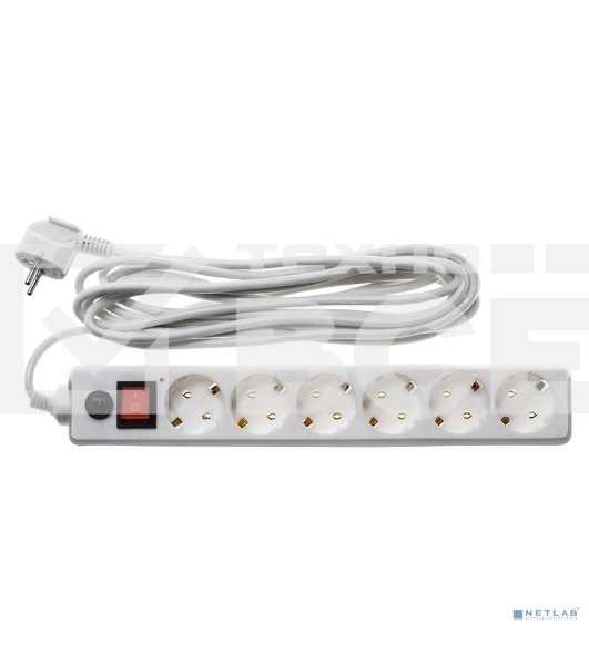 Сетевой фильтр Buro 600SH-16-5-W 5м (6 розеток) белый (коробка)