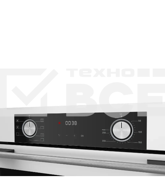 Встраиваемый духовой шкаф HF 608 W 60 см, 80 л, 6 режимов, каталитическая очистка, поворотные переключатели, телескопические направляющие на 1 уровне, белый цвет