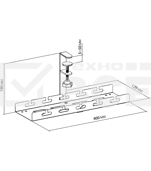Кабель-канал Cactus CS-CM-400-1WT для столов 40x12.9x19см белый