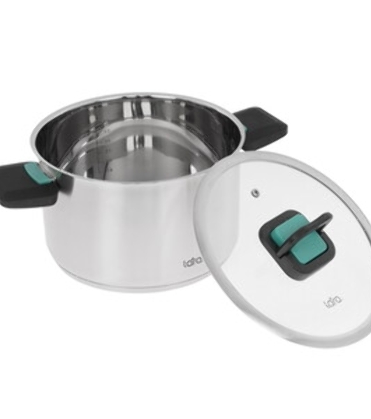 Кастрюля Lara LR02-244 с крышкой, нержавеющая сталь, 5-слойное капсул. индукц. дно, складные ручки 5 л