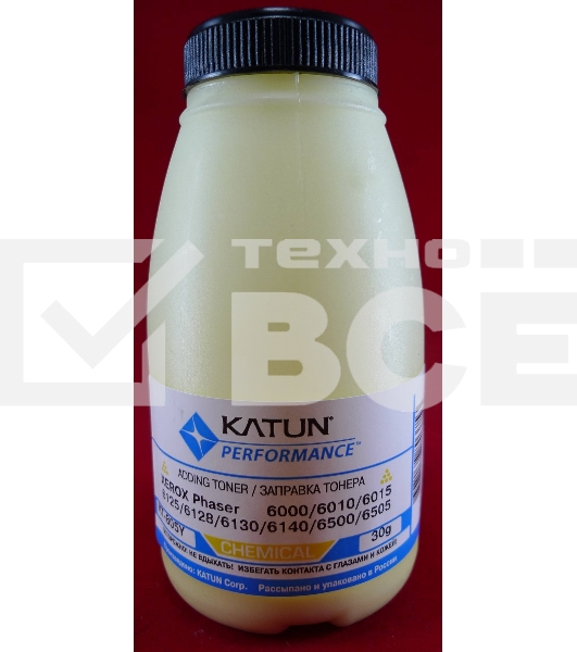 Тонер XEROX Phaser 6000/6010/6015/6125/6128/6130/6140/6500/6505Yellow, химический (фл.30г.) Katun фас. России