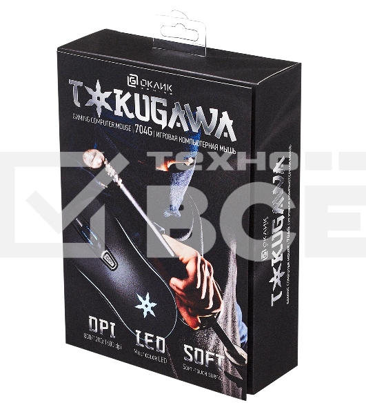 Мышь проводная Oklick 704G TOKUGAWA черный, 1600 dpi, USB, кнопки - 4