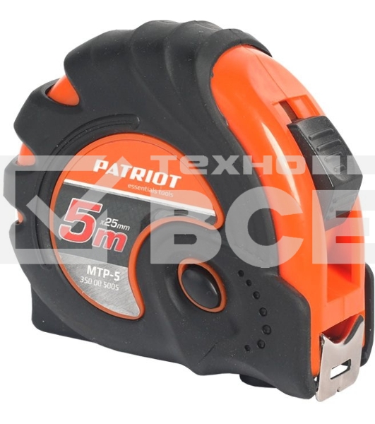 Рулетка PATRIOT MTP-5, ударопрочный корпус, обрезиненная, 5м