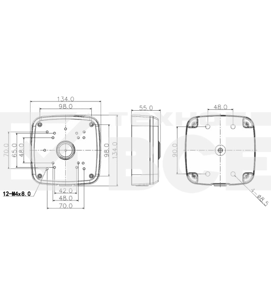 Настенная коробка Dahua для корпусов серий HDW2 Junction Box PFA121