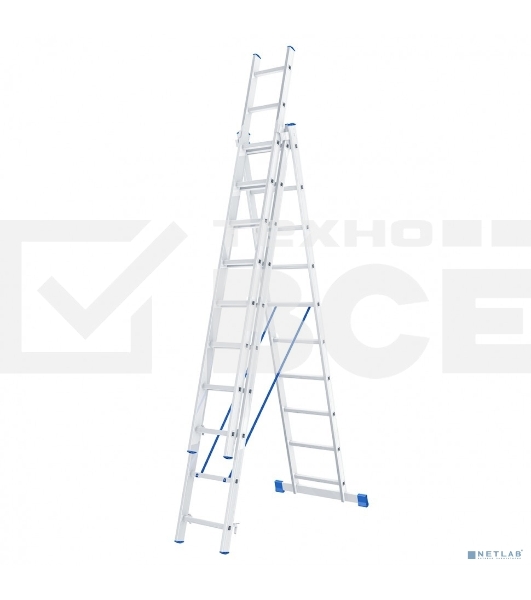 Лестница Сибртех, 3 х 10 ступеней, алюминиевая, трехсекционная
