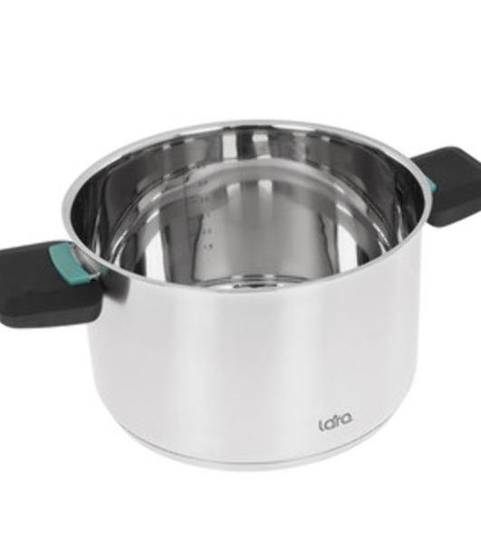 Кастрюля Lara LR02-244 с крышкой, нержавеющая сталь, 5-слойное капсул. индукц. дно, складные ручки 5 л