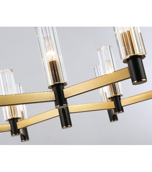 Люстра Ambrella light LH55513/9 BK/BS/CL черный/латунь/прозрачный E14*9 max 40W D760*760