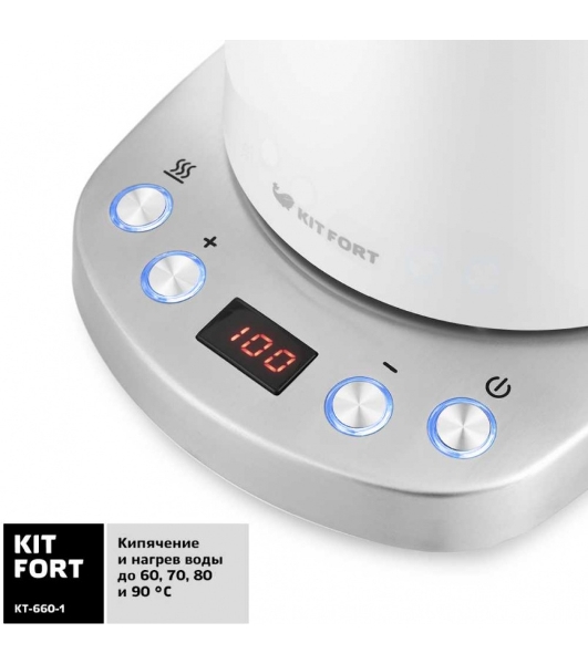 Чайник электрический Kitfort КТ-660-1 1.7л. 2200Вт белый (корпус: пластик)