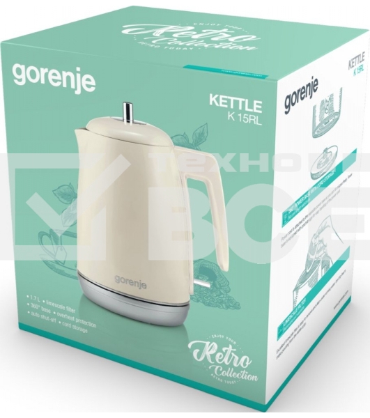 Чайник электрический Gorenje K15RL 1.7л. 2200Вт бежевый (корпус: металл/пластик)