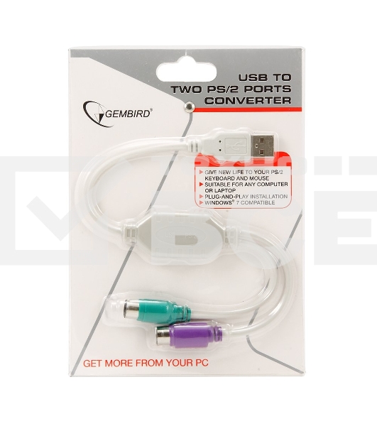 Переходник Gembird Конвертер с USB Am на 2xPS/2 UAPS12