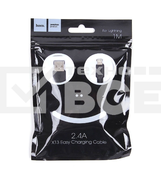 Кабель USB 2.0 hoco X13, AM/Lightning M, черный, 1м