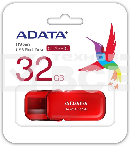 Флеш диск 32GB ADATA UV240, USB 2.0, Красный