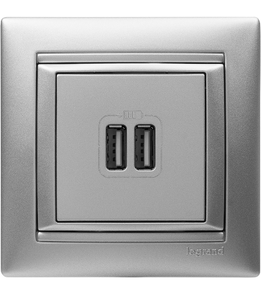 Розетка 2-ая USB | 770270 | Legrand Valena Алюминий
