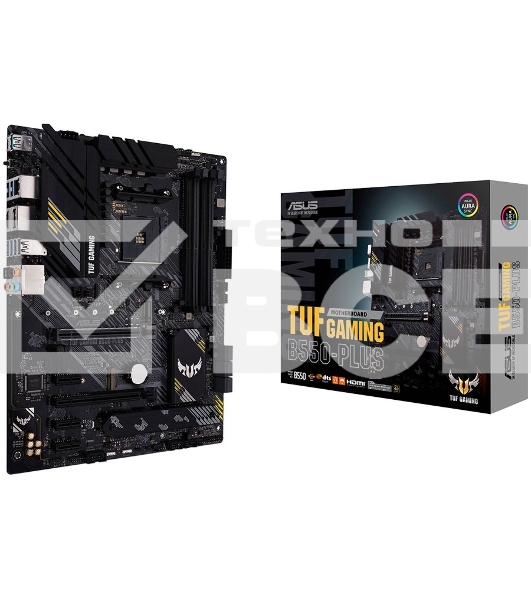Материнская плата ASUS TUF GAMING B550-PLUS, AM4, AMD B550, 4xDDR4, 6xSATA, 2xM.2, 1xPCIe 4.0 x16, 1xPCIe 3.0 x16, 3xPCIe x1, 1xHDMI, 1xDP, 1x 2.5Gb LAN, 4xUSB-A 3.2 Gen 1, 1xUSB-A 3.2 Gen 2, 2xUSB-A 2.0, 1xUSB-C 3.2 Gen 2, 5x3.5 мм, 7.1, ATX
