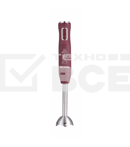 Блендер погружной Willmark WHB-1150PS (500Вт,регул. скорости,турбо режим,Soft touch, бордовый)