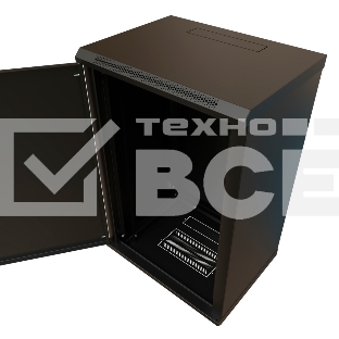 Шкаф коммутационный WRline (WR-TW-1845-SR-RAL9004) настенный 18U 600x450мм пер.дв.металл 2 бок.пан. 60кг черный 370мм 908мм IP20 сталь