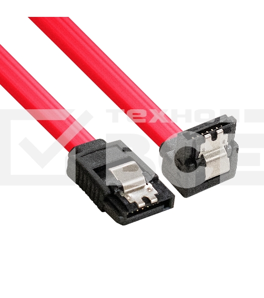 Кабель SATA ExeGate EX-CC-SATA-DATA90-0.5L (7pin/7pin, угловой разъем, металлические защелки, 0,5м)