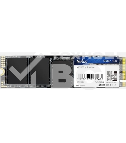 Накопитель SSD Netac NV2000, 512GB, PCIe 3.0 x4, M.2 2280, NVMe, R/W 2500/1950