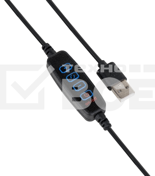 Светильник кольцевой 15W 800lm 3000-6500K 5V USB IP20 300*23мм черный дим пульт е LED