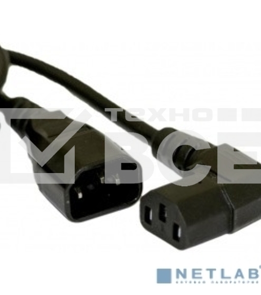 Шнур для блока питания Hyperline, IEC 320 C13, вилка C14, 5 м, 10А, провода 3 х 0,75 кв. мм, цвет: чёрный