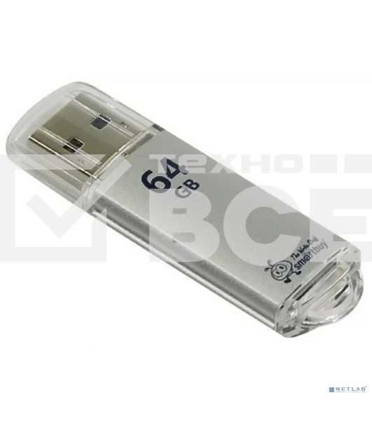Флешка USB Smartbuy 64Gb,V-CUT SILVER (SB64GbVC-S3), 64Gb, USB 3.0, R/W 75/25, серебристый