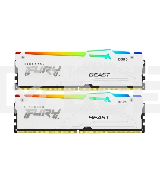 Оперативная память Kingston Fury Beast, DDR5, 32GB (2x16GB), 6000MHz, CL36, с радиаторами, RGB, белый
