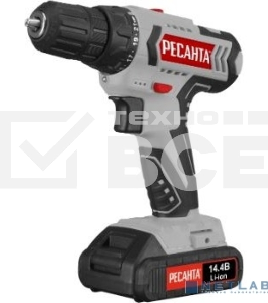 Дрель-шуруповерт Ресанта ДА-14-2Л 75/14/3, Аккумуляторная, 14,4В