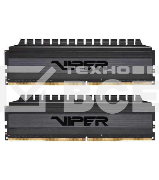 Оперативная память Patriot Viper 4 Blackout, DDR4, 8GB (2x4 GB), 3000 MHz, CL16, радиатор, черный
