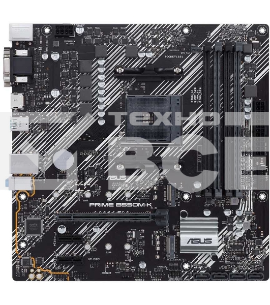 Материнская плата ASUS PRIME B550M-K, AM4, AMD B550, 4xDDR4, 4xSATA, 2xM.2, 1xPCIe 4.0 x16, 2xPCIe x1, 1xDVI-D, 1xHDMI, 1xVGA, 1x 1Gb LAN, 4xUSB 3.2 Gen 1, 2xUSB 3.2 Gen 2, 3x3.5 мм, 7.1, mATX