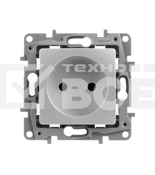 Розетка 2К на винтах, защ. шт., алюминий ETIKA 
