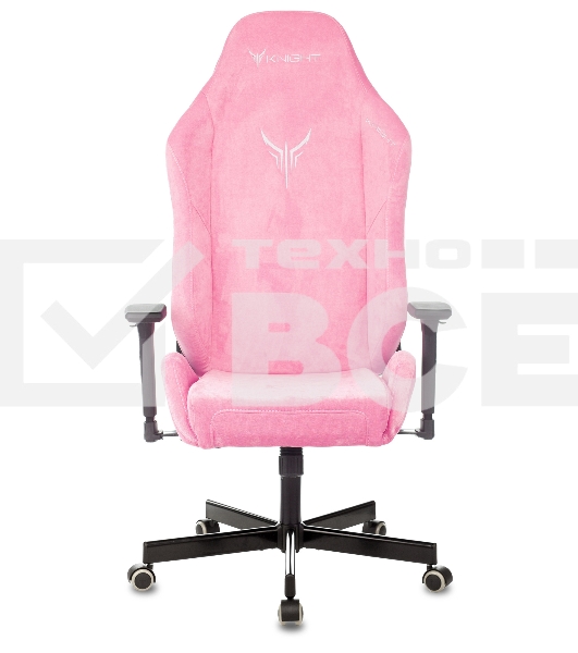 Кресло игровое Knight N1 Fabric розовый Velvet 36 с подголов. крестовина металл
