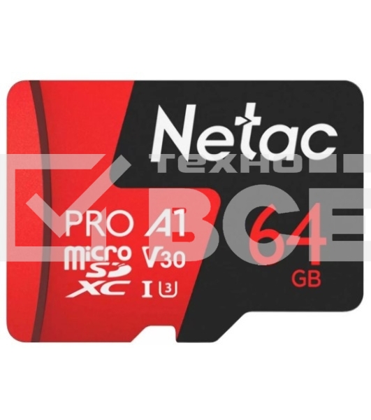 Флеш карта MicroSD card Netac P500 Extreme Pro 64GB, retail version w/SD adapter