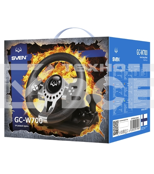 Руль SVEN GC-W700 (педали, вибро, скоба, лепестки, АКПП, D-pad, 12 кл, резин. вставки, PC/Xinput)