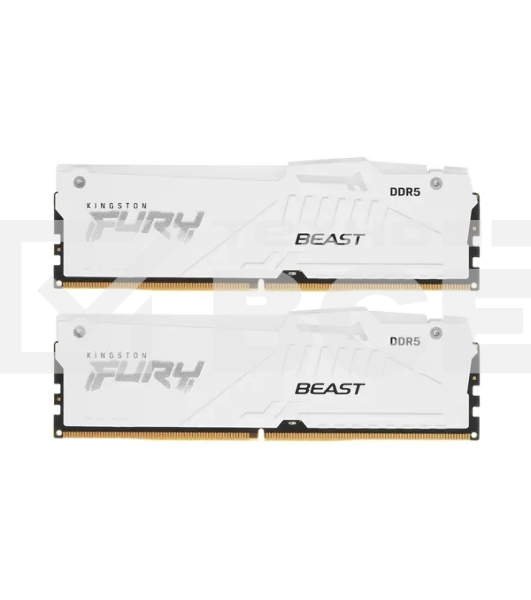 Оперативная память Kingston Fury Beast, DDR5, 32GB (2x16GB), 6000MHz, CL36, с радиаторами, RGB, белый