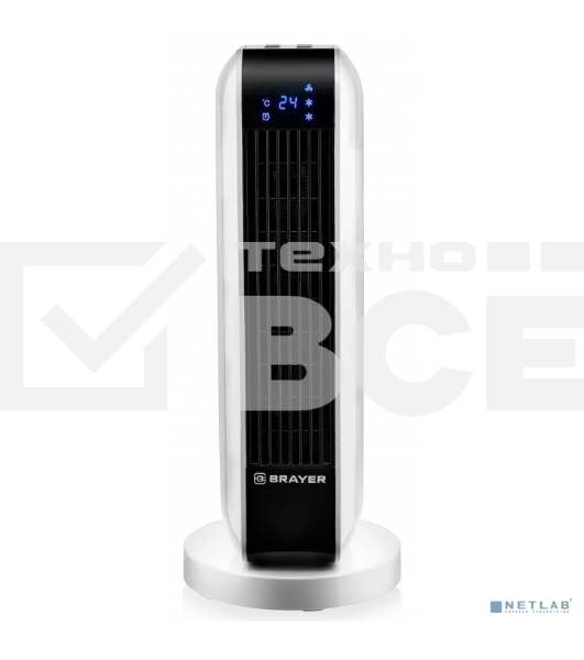 Тепловентилятор 4802BR BRAYER, 2000 Вт, 2 уров.мощ, вращ.корп 35°, LED-диспл, пульт ДУ, таймер