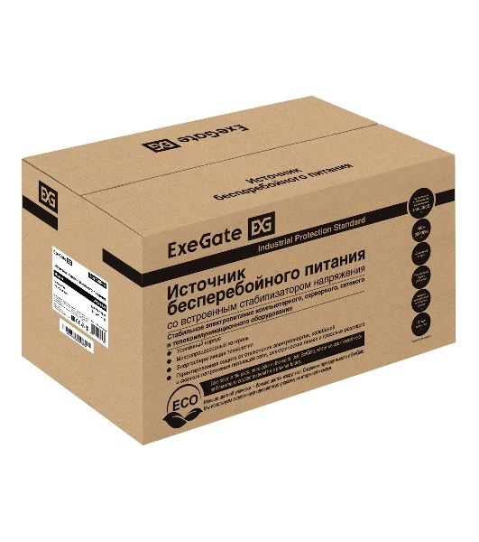 Источник бесперебойного питания ExeGate SpecialPro UNB-1200.LED.AVR.EURO.RJ 1200VA/750W, LED, AVR, 4 евророзетки, RJ45/11, черный