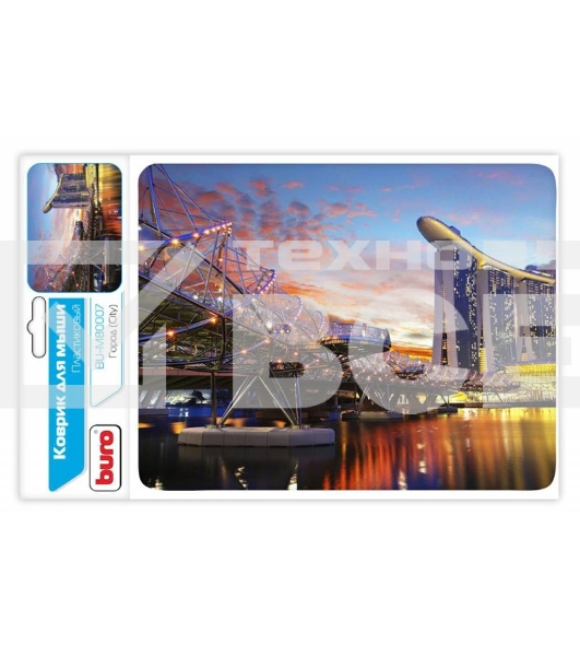 Коврик для мыши Buro BU-M80007 пластиковый ночной город 230х180х2мм